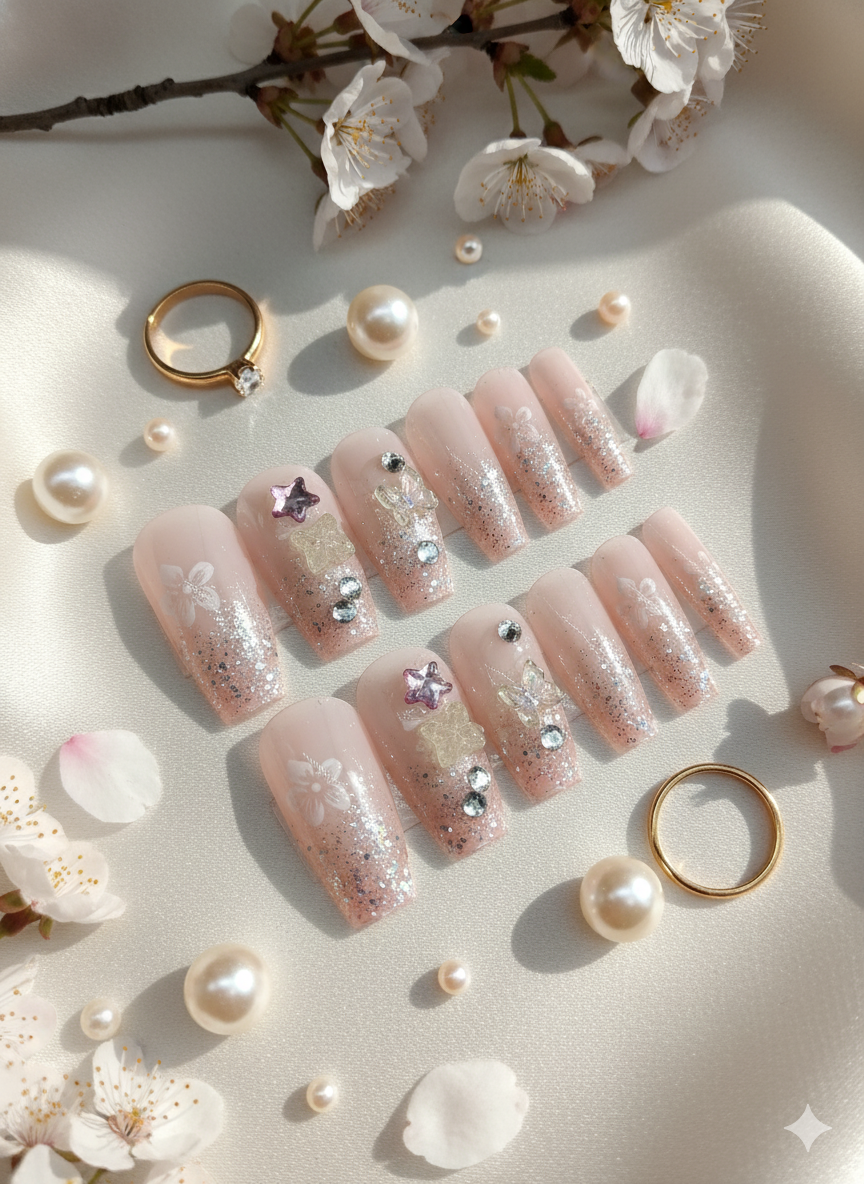 Beige Sparkle Butterflies